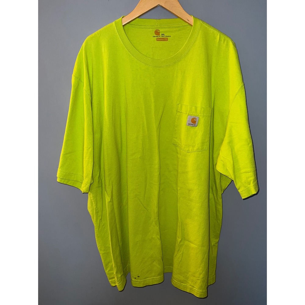 Carhartt K87 Workwear Pocket T-Shirt Mens 3XL Neon Lime Green Original Fit Tee